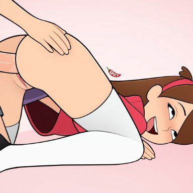 gravity falls, dipper pines, mabel pines, spicy nsfw, 1boy, 1girls, aged up, ass grab, big penis, brother and sister, brown hair, clothed sex, doggy style, from behind, grown up