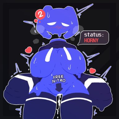 clyde (discord), discord, the other hand, 1girls, anthro, anthro only, anthrofied, areola, areolae, arrow, big breasts, blue body, blue skin, blush, blush lines