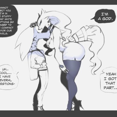 nintendo, pokemon, generation 5 pokemon, legendary pokemon, pokemon (species), reshiram, reshiram (thiccwithaq), thiccwithaq, anthro, anthrofied, ass, bent over, big breasts, big butt, bottomwear