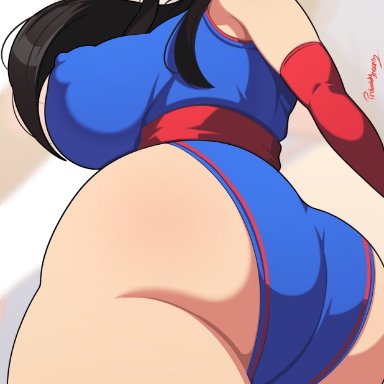 dragon ball, dragon ball super, dragon ball z, shounen jump, chichi, probablynoon, 1girls, big ass, big breasts, big butt, black eyes, black hair, bubble ass, erect nipples, erect nipples under clothes