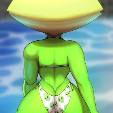 steven universe, gem (species), peridot (steven universe), n-kosi, n-kosi (coloring), 1girls, ass, ass focus, big ass, bikini, blonde hair, bubble butt, dat ass, fat ass, female