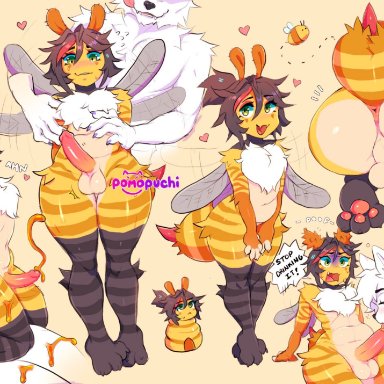 pomopuchi (artist), bee, cum while penetrated, femboy, furry, gay, honey, wide hips, yaoi, tagme