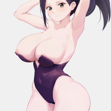 my hero academia, momo yaoyorozu, nsfw oa, 1girls, ?, armpit, armpit fetish, armpits, big ass, big breasts, blush, breasts, bunny girl, bunny pose, bunnysuit