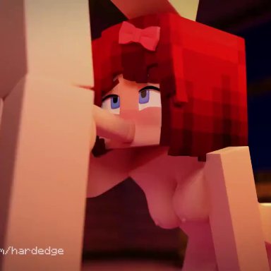 minecraft, mojang, scarlett, hardedge, 1girls, blowjob, boobs, dick, female, naked, nude, penis, red hair, tits, animated