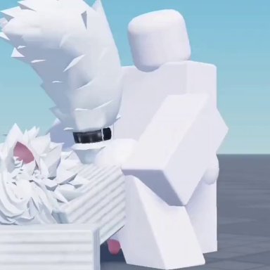 roblox, anon, robloxian, artist request, cat ears, cat tail, catboy, femboy, gay, white hair, white shirt, 3d, animated, loop, sound