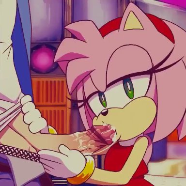 sega, sonic (series), sonic the hedgehog (series), amy rose, hecticarts, kumbomb, 1boy, 1girl, accessory, anthro, anthro focus, arm support, black nose, bodily fluids, bracelet