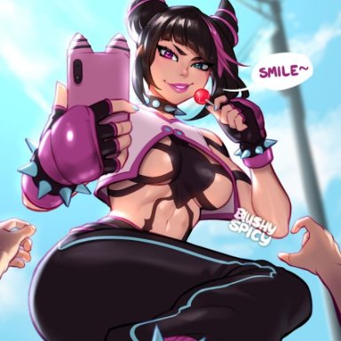 capcom, street fighter, street fighter 6, juri han, blushypixy, 1girls, barefoot, boxing gloves, feet, female, female only, lollipop, soles, solo, toes