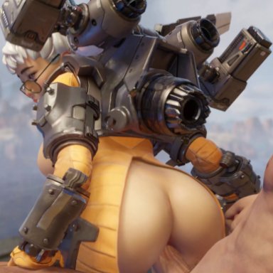 apex legends, valkyrie (apex legends), dzooworks, ass, athletic female, breast squeeze, clothing, faceless male, human, large breasts, large penis, larger male, light-skinned male, outside, pale-skinned male