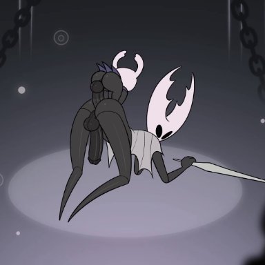 hollow knight, hollow knight (character), gemsum, 2boys, anal sex, cum, cum in ass, cum inside, ejaculation, from behind, gay, looking at partner, looking back, male, male/male