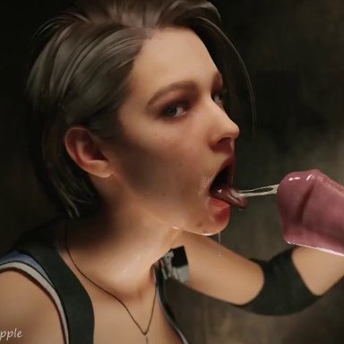 resident evil, jill valentine, jill valentine (sasha zotova), drpineapplestudios, feral, feral on female, feral on human, horse, horsecock, oral, 3d, animated, mp4, sound, tagme