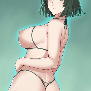 one-punch man, fubuki (one-punch man), aslindsamure, 1girls, almost naked, angry, angry face, areola, areolae, ass, ass cleavage, ass focus, aura, back, back view