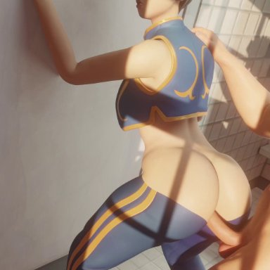 fortnite, street fighter, chun-li, against wall, ass, big ass, big butt, butt, doggy style, 3d, 3d (artwork), animated, mp4, sound, video