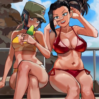 my hero academia, kyoka jiro, momo yaoyorozu, ribosoma 42, 2girls, bikini, tagme