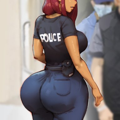 dc, dc comics, teen titans, koriand'r, starfire, thicc french policewoman, phat smash, ass, big ass, big butt, breasts, bubble butt, clothed, clothing, dat ass