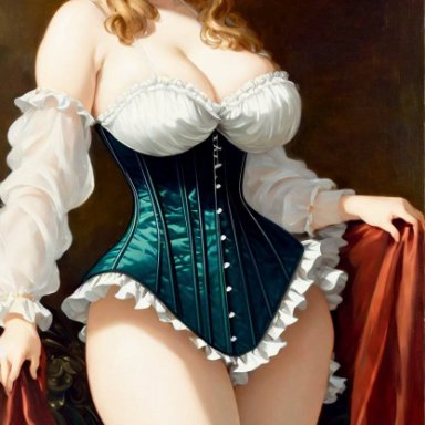 original, stable diffusion, ai, breast, brown hair, classical, corset, ai generated, tagme