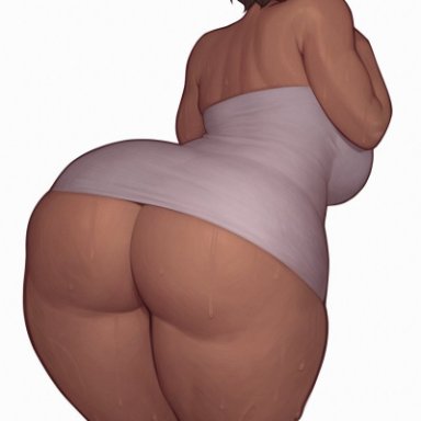 nickelodeon, the legend of korra, korra, asura (artist), 1girls, ass, back view, big ass, big breasts, blue eyes, breasts, brown hair, bubble ass, bubble butt, dark-skinned female