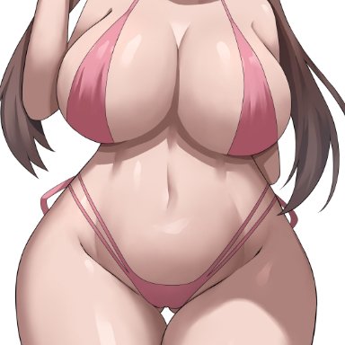 game freak, nintendo, pokemon, pokemon bw2, rosa (pokemon), jasony, 1girls, alternate body type, alternate breast size, bikini, blue eyes, breasts, brown hair, female, hips