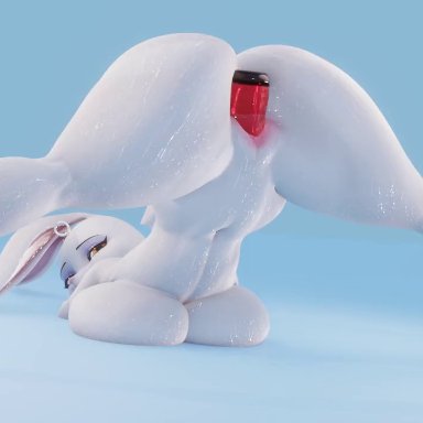 original, original character, dividebyzero, 1girls, 3d animation, all fours, anthro, anthrofied, ass clapping, ass up, big breasts, big butt, breasts, breasts on ground, bunny