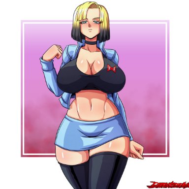 dragon ball, dragon ball z, one piece, shounen jump, android 18, nico robin, darksideava, 1girls, big breasts, breasts, female, female focus, female only, fusion, huge breasts