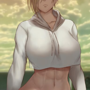 attack on titan, shingeki no kyojin, annie leonhardt, savagexthicc, bottomless, bottomless female, female, female only, edit, edited, third-party edit