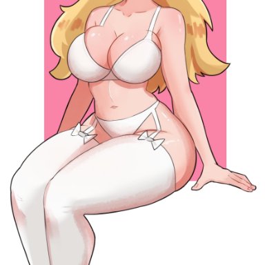 mario (series), nintendo, princess peach, arthydraws, 1girls, big breasts, female, female only, light-skinned female, light skin, lingerie, looking at viewer, solo, thick thighs, underwear