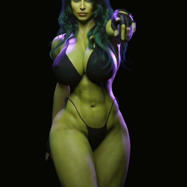 hulk (series), marvel, marvel comics, she-hulk: attorney at law, she-hulk, smz-69, 1girls, abs, ass, big breasts, bikini, female, female only, fingerless gloves, gloves