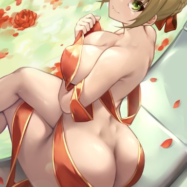 fate/grand order, fate (series), nero claudius (fate), queasy s, 1girls, ass, big ass, big breasts, big butt, blonde hair, breasts, eye contact, female, female focus, female only