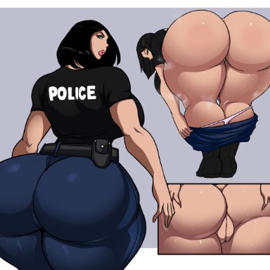 original, thicc french policewoman, osmar-shotgun, ass, big ass, big breasts, big butt, black hair, bottom heavy, brown eyes, bubble ass, bubble butt, fat ass, fat butt, female