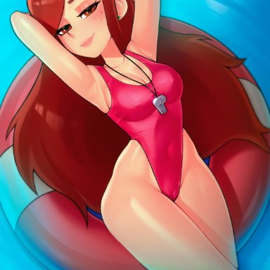 gravity falls, wendy corduroy, loodncrood, 1girls, breasts, female, female focus, female only, long hair, red hair, solo, swimsuit, thighs