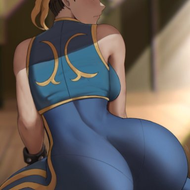 street fighter, chun-li, savagexthicc, 1girls, ass, back view, big ass, big butt, brown hair, bubble ass, bubble butt, butt, curvy, dat ass, fat ass