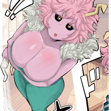 my hero academia, mina ashido, comicomryu, !, !!, 1female, 1girl, 1girls, ass, big ass, big boobs, big breasts, big butt, big nipples, black eyes