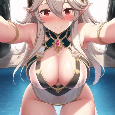 fire emblem, fire emblem fates, nintendo, corrin (fire emblem), corrin (fire emblem) (female), defyak12, nai diffusion, stable diffusion, 1girls, armpits, bare thighs, blush, cleavage, female, female only