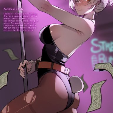 battle bunny series, league of legends, riot games, battle bunny riven, riven, mr.skull, ratatatat74, 1girls, blush, blush lines, blushing profusely, bunny tail, bunnysuit, female, female focus