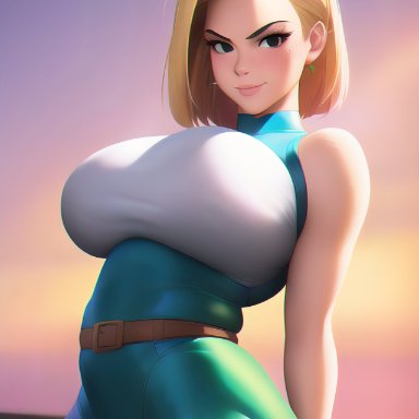 dragon ball, android 18, nai diffusion, sneed ai, stable diffusion, 1girls, blonde, blonde female, blonde hair, blonde hair female, cameltoe, cleavage, curvy, erect nipples, female