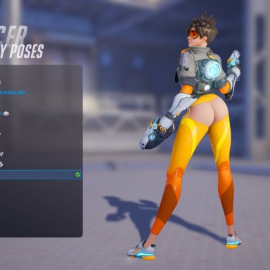 overwatch, overwatch 2, tracer, memz3d, 1girls, ass, big ass, female, female only, looking back, solo, torn clothes, 3d, blender, pinup