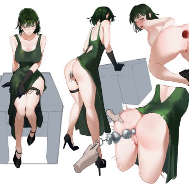 one-punch man, fubuki (one-punch man), 1girls, anal, anal beads, anal insertion, anal object insertion, anus, anus juice, areola, areolae, armpits, ass, ass focus, ass grab