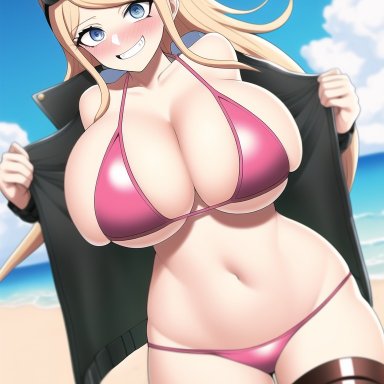 danganronpa, danganronpa v3, new danganronpa v3, iruma miu, nai diffusion, stable diffusion, big breasts, breasts, huge breasts, micro bikini, ai generated, tagme