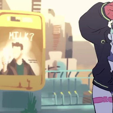 cd projekt red, cyberpunk: edgerunners, david martinez (edgerunners), johnny silverhand, keanu reeves, rebecca (edgerunners), colodraws, bubble butt, female, female only, panties, animated, meme, sound, tagme