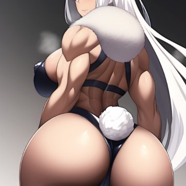 my hero academia, miruko, rumi usagiyama, nai diffusion, stable diffusion, 1girls, ass, big ass, big breasts, blush, breasts, bunny ears, bunny tail, female, female focus