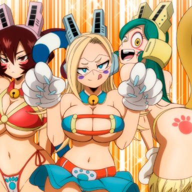 my hero academia, mandalay, pixie bob, ragdoll (my hero academia), ryuuko tsuchikawa, shino sousaki, tomoko shiretoko, wild wild pussycats, yamamoto doujin, 3girls, ass, big ass, big breasts, blonde hair, blue eyes