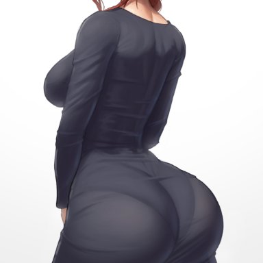 chainsaw man, makima (chainsaw man), superbusty, 1girls, ass, back, back view, breasts, bubble butt, clothed, clothed female, female, hips, huge ass, huge breasts