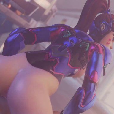 blizzard entertainment, overwatch, overwatch 2, d.va, ricepanda, 1boy, 1boy1girl, 1girls, back view, big breasts, big penis, bodysuit, reverse cowgirl position, skin tight, vaginal penetration