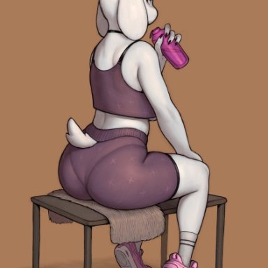 undertale, toriel, chelodoy, 1girls, ankle socks, anklehighs, anthro, ass, big ass, bottomwear, clothing, dat ass, female, female only, footwear