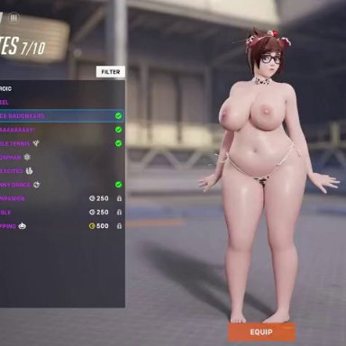 overwatch, mei (overwatch), fugtrup, 1female, 1girls, animal ears, areolae, bbw, big breasts, bouncing breasts, breasts, breasts outside, cow ears, cow girl, cow print