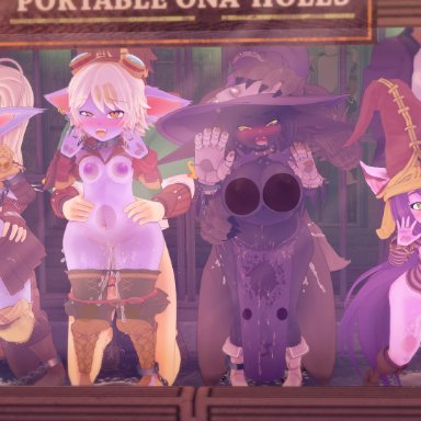 league of legends, lulu the fae sorceress, poppy, tristana, veigal, veigar, yordle, witchanon, 4girls, after sex, against glass, against surface, ambiguous penetration, animal ears, bad end