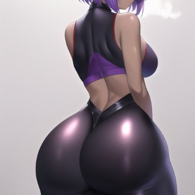 fate/grand order, fate (series), hassan of serenity (fate), nai diffusion, stable diffusion, 1girls, ass, ass focus, back view, big ass, big butt, bob cut, breasts, bubble ass, bubble butt