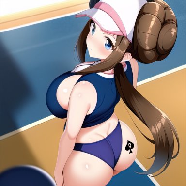 game freak, nintendo, pokemon, pokemon (game), pokemon bw2, rosa (pokemon), nai diffusion, stable diffusion, 1girls, ass, big ass, big breasts, big butt, bloomers, blue eyes