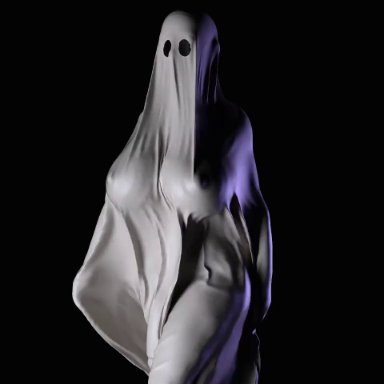 halloween, serge3dx, 1futa, big breasts, big penis, bulge, clothed, clothing, costume, fully clothed, futa only, futanari, ghost, ghost girl, human