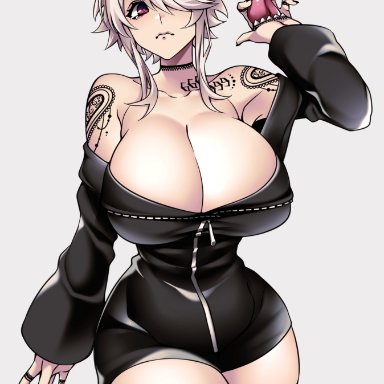 sullivan (camui kamui), camui kamui, big breasts, boobs, breast, breast bigger than head, breasts out, choker, cleavage, curvy, emo, enormous breasts, gigantic breasts, goth, gothic