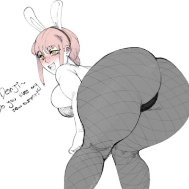 chainsaw man, makima (chainsaw man), nocturne nsfw, 1girls, ass, ass focus, big ass, big breasts, blush, braided hair, breasts, bunny ears, bunnysuit, female, female only